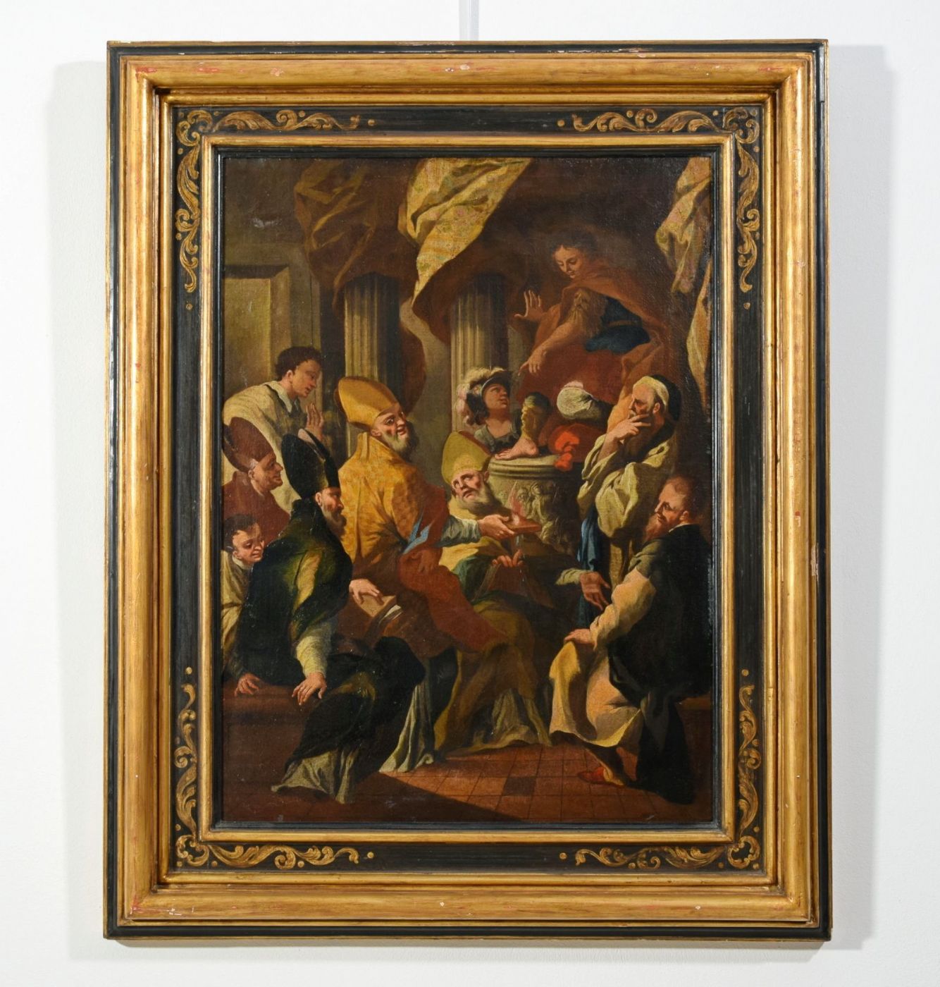Peintre napolitain actif au XVIIIe siècle, Saint Nicolas et le miracle de la brique, huile sur toile